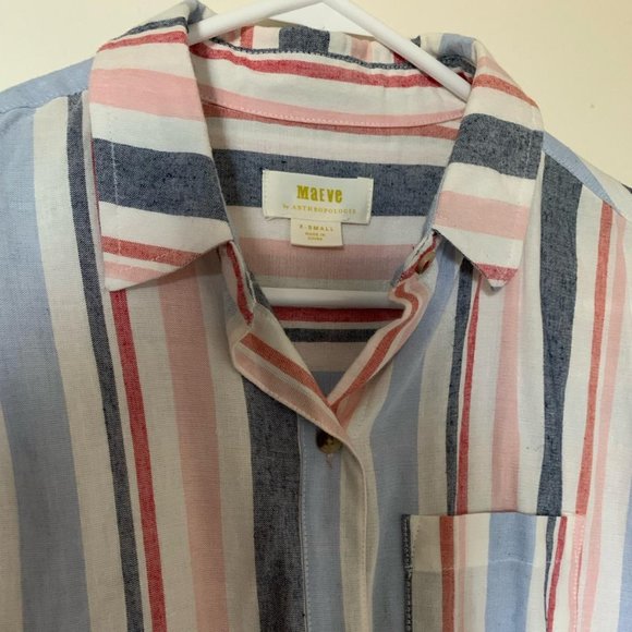 Anthropologie Maeve striped Chatham buttons down linen blend - Picture 7 of 7